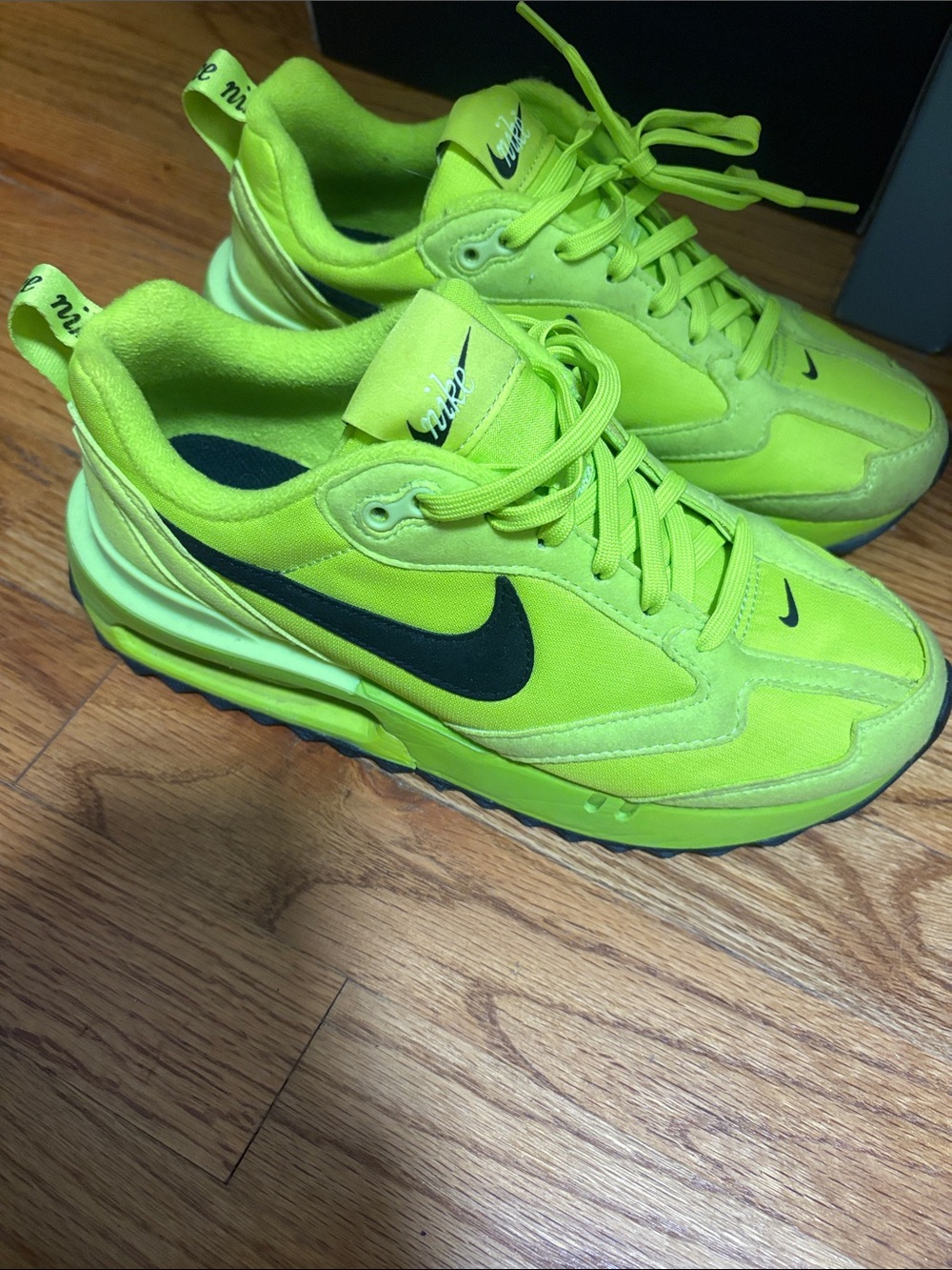 Nike Neon Green and Black Air Max-Style Sneakers
